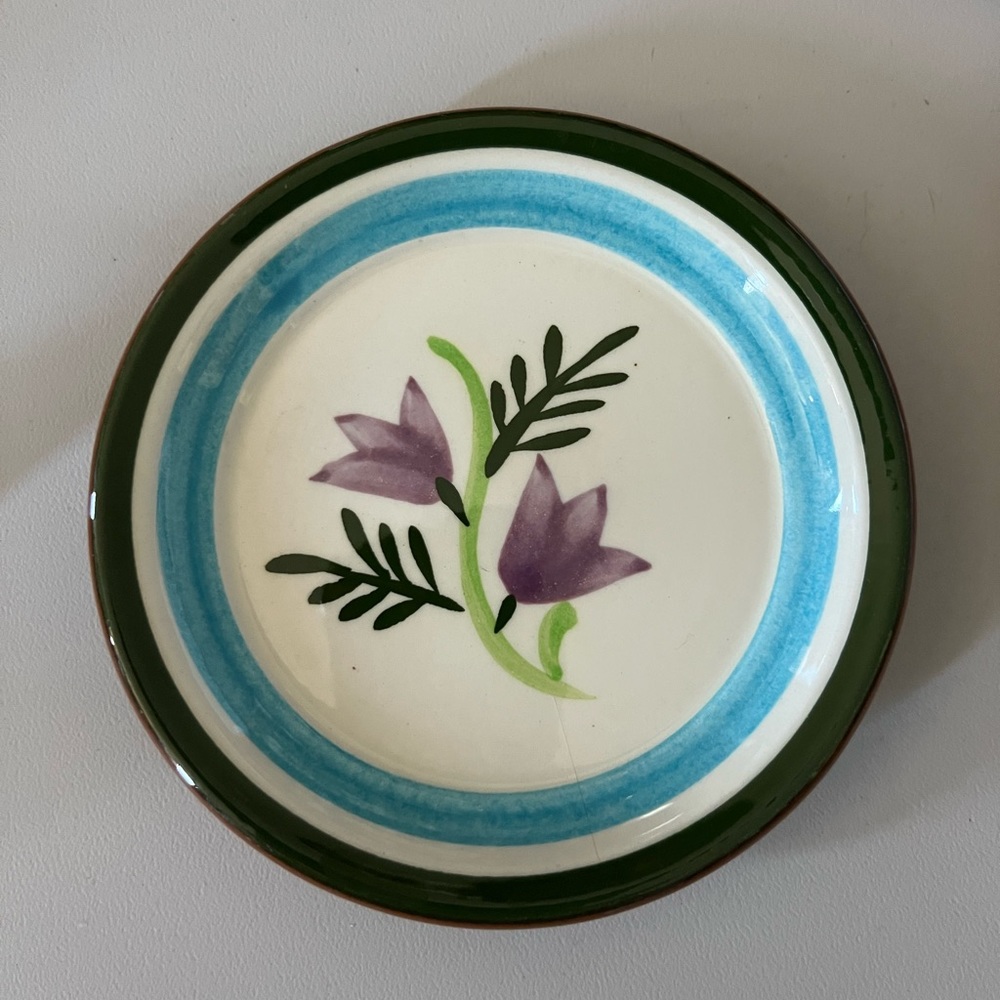 Vintage Stangl Hand Painted Set of 3 Trinket/ Appetizer 5” Dishes 1 As Is Back